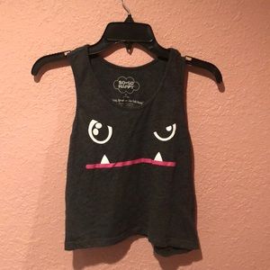 Dark grey graphic cropped tank